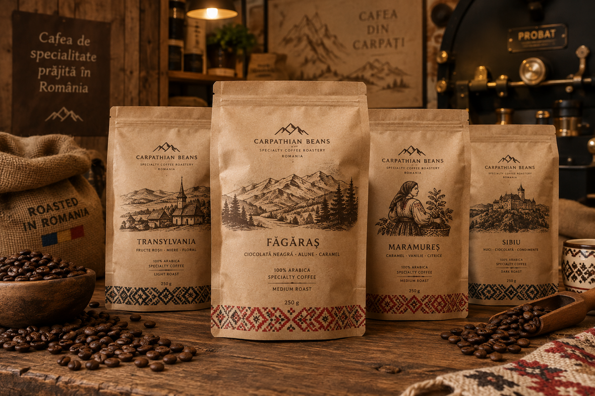 Pungi de cafea de la o prăjitorie din România
